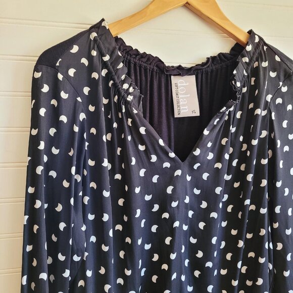 Anthropologie Dolan Left Coast Top Womens XS Black Print Tie Front - Picture 4 of 7